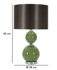 Lampe de table Eva Verre Vert et Velours Noir