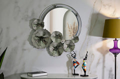 Miroir mural Kandi métal argenté décor floral