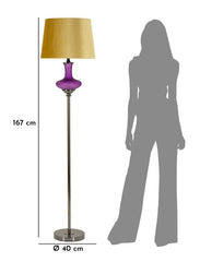 Lampe sur pied Milva Abat-jour en velours doré Base en verre violet