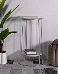 Table basse Towery Marbre et métal argenté