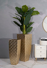 Vases géométriques dorés ensemble 2 pcs