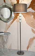 Lampe de sol Bright One Verre Blanc et Velours Gris