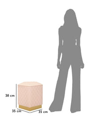 Pouf pentagonal matelassé Sharon Simili cuir Rose base Or