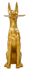 Statue de chien Pitbull dorée avec plateau