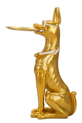 Statue de chien Pitbull dorée avec plateau