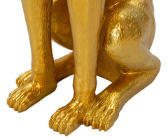 Statue de chien Pitbull dorée avec plateau
