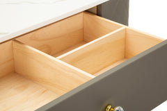 Bureau de lit Sharon Simili cuir Matelassé avec Pouf Métal Doré