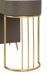 Bureau de lit Sharon Simili cuir Matelassé avec Pouf Métal Doré