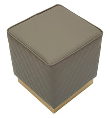 Tabouret carré Sharon Simili cuir Brun base Dorée