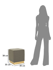 Tabouret carré Sharon Simili cuir Brun base Dorée