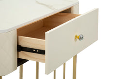 Console murale simili cuir matelassé pieds dorés