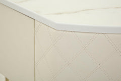 Console murale simili cuir matelassé pieds dorés