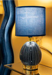 Lampe de chevet Flavi base bleue abat-jour tissu bleu