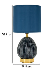 Lampe de chevet Flavi base bleue abat-jour tissu bleu