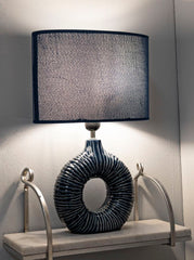Lampe de table Seta bleue abat-jour tissu bleu