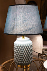 Lampe de table carrée turquoise abat-jour ciel