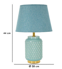 Lampe de table carrée turquoise abat-jour ciel