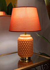 Lampe de table orange avec abat-jour en tissu orange