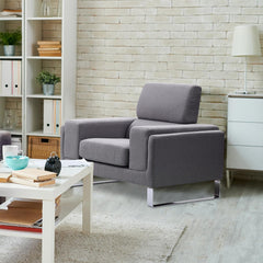 Canapé 3 places Barth en tissu Gris clair en biais