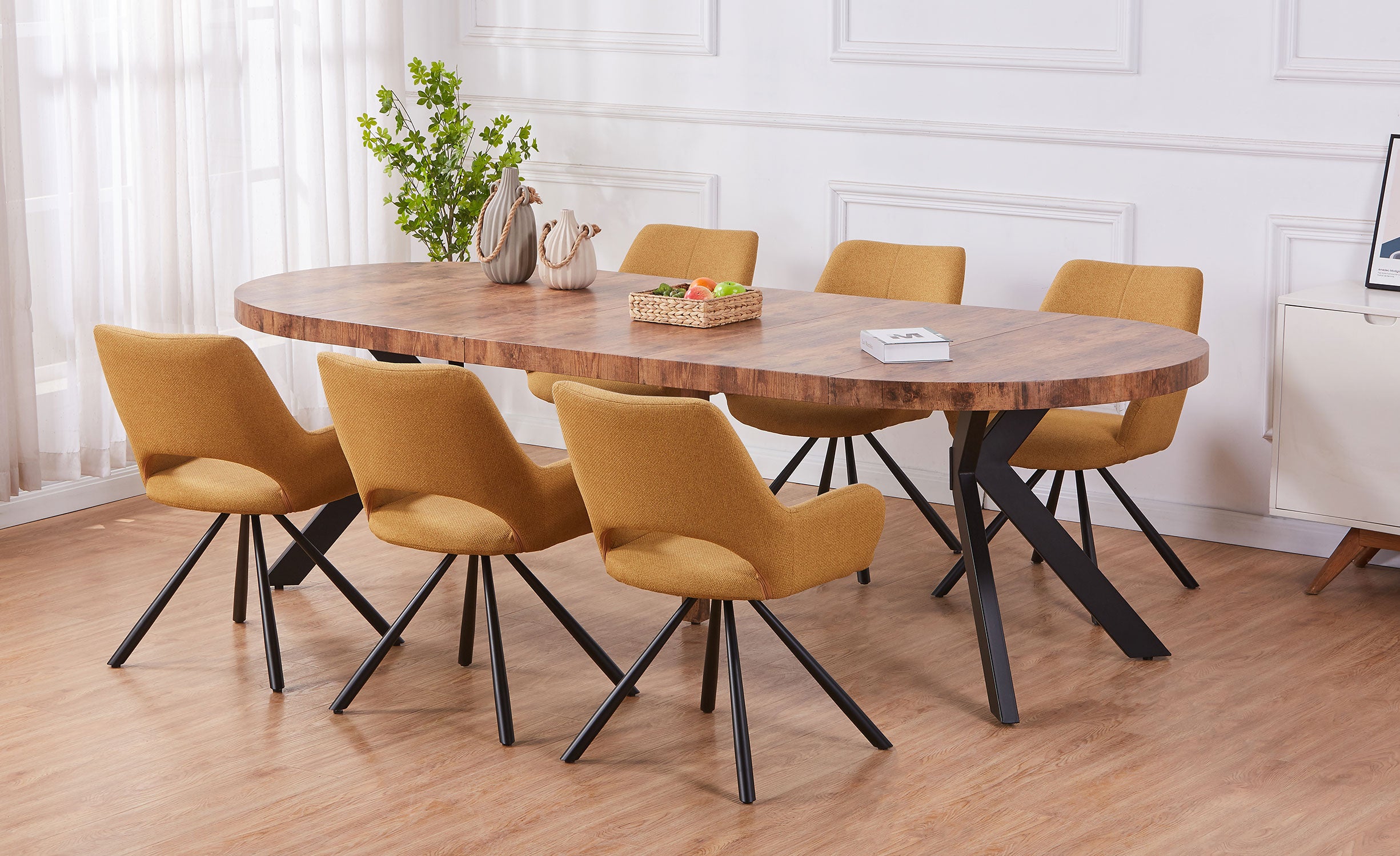 Table ronde extensible Myriade Noir et Noyer