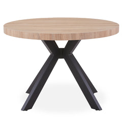 Table ronde extensible Myriade Chêne Clair Pieds Noirs