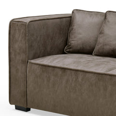 Fauteuil Bibe large tissu effet peau marron vintage