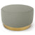 Pouf rond tissu beige pied or