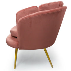 Canapé 2 places Arneris velours rose pieds dorés arrondi