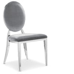 Lot de 6 chaises de salle à manger médaillon en velours argenté