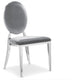Lot de 6 chaises de salle à manger médaillon en velours argenté