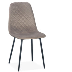 Lot de 8 chaises Atona matelassées pieds noirs et velours taupe