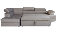Canapé d'angle convertible Boldie en velours taupe