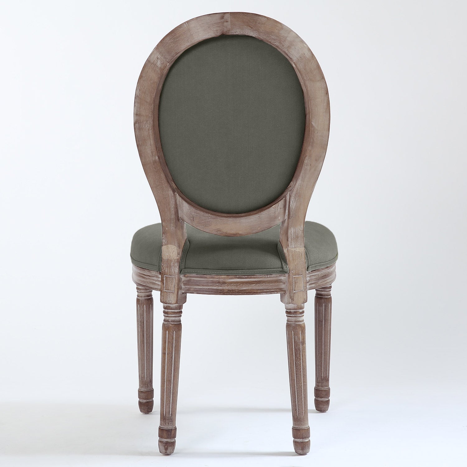 La chaise médaillon Louis XVI Tissu gris vue de dos