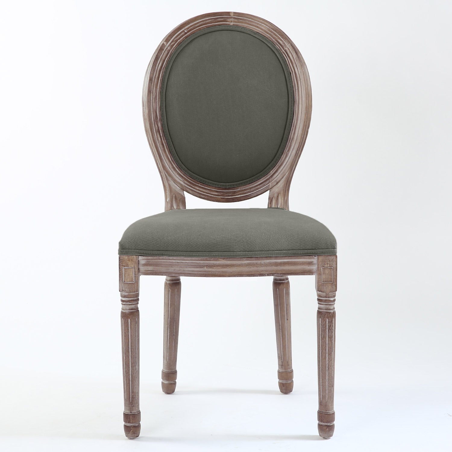 La chaise médaillon Louis XVI Tissu gris vue de face