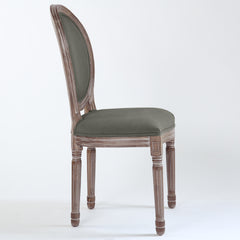 La chaise médaillon Louis XVI Tissu gris vue de profil
