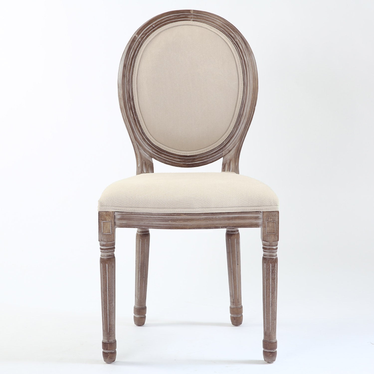 La chaise Louis XVI tissu beige vue de face