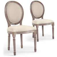 Lot de 2 chaises médaillon en tissu beige