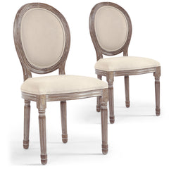 Lot de 2 chaises médaillon Louis XVI Tissu Beige