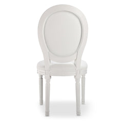 La chaise médaillon style Louis XVI blanche vue de dos