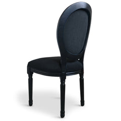 La chaise médaillon Royale style Louis XVI Black Velours Noir vue de dos