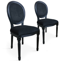 Lot de 2 chaises médaillon en velours noir