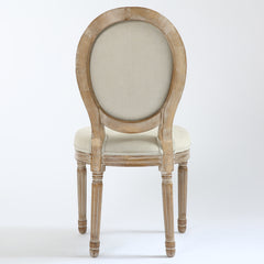 La chaise médaillon Louis XVI tissu beige vue de dos