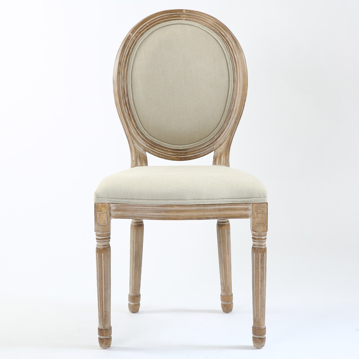 La chaise médaillon Louis XVI tissu beige vue de face