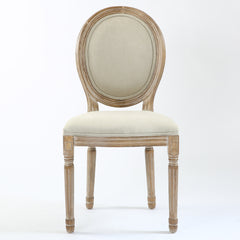 La chaise médaillon Louis XVI tissu beige vue de face