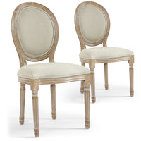 Lot de 2 chaises médaillon en tissu beige