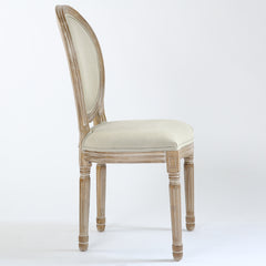 La chaise médaillon Louis XVI tissu beige vue de profil