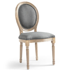 La chaise médaillon Louis XVI tissu gris clair