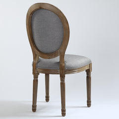 Chaise Louis XVI tissu gris clair, chaise chic type médaillon