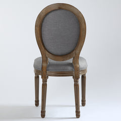 La chaise médaillon Louis XVI tissu gris clair vue de dos