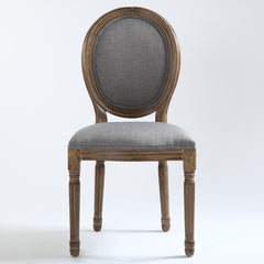 La chaise médaillon Louis XVI tissu gris clair vue de face